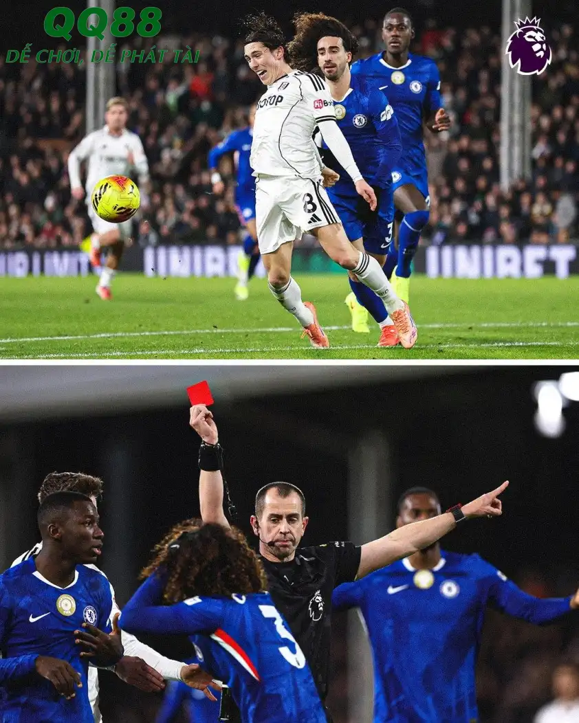 Tình huống dẫn đến thẻ đỏ của Cucurella (Ảnh: Premier League).